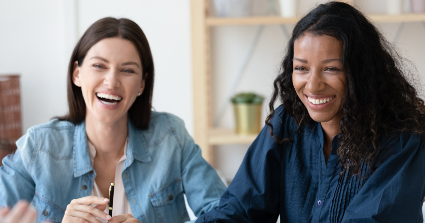 woman viewing hr compliance checklist with team in background