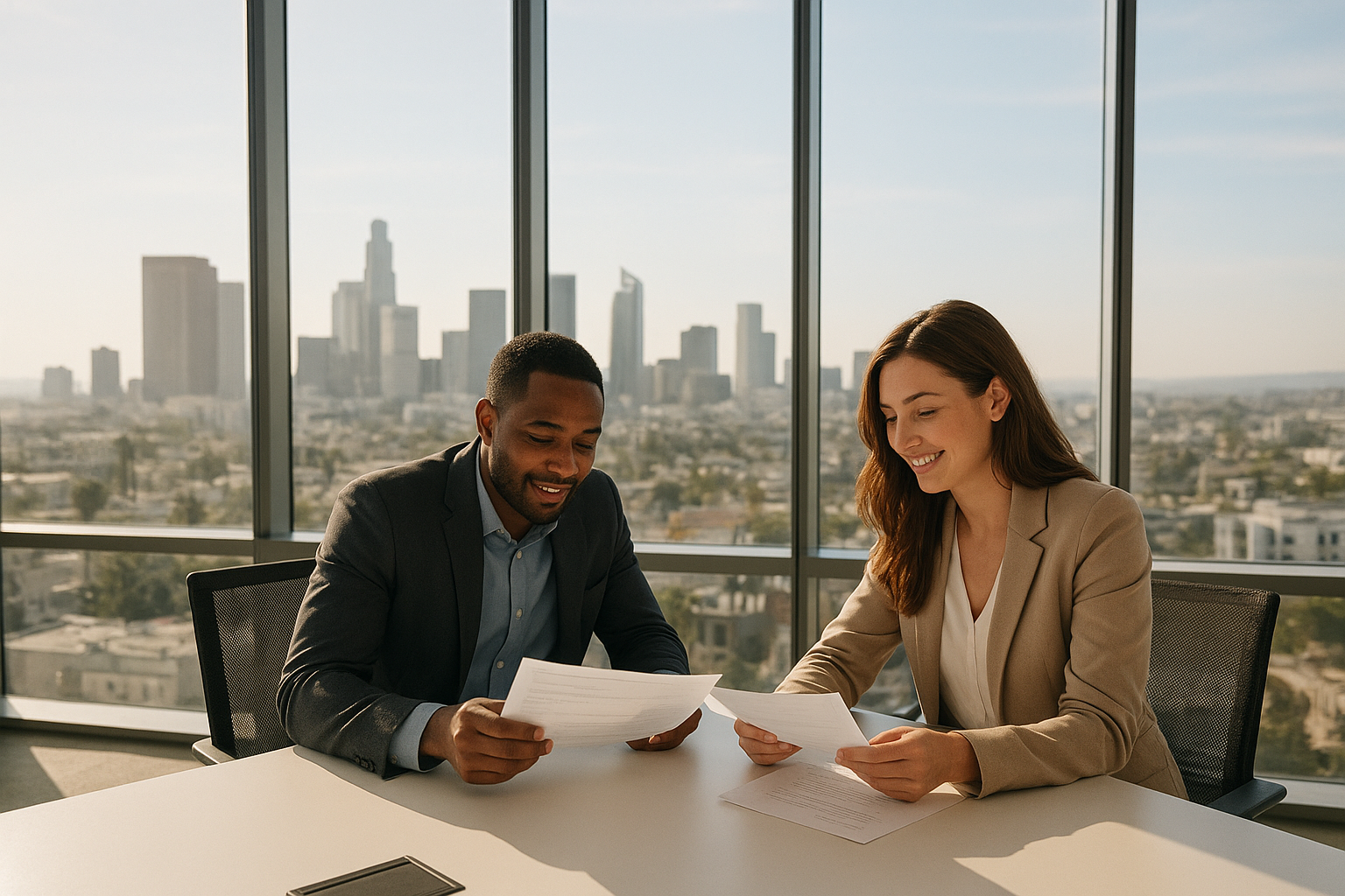 hr_admin_services_0019_Layer 3 woman viewing hr compliance checklist with team in background