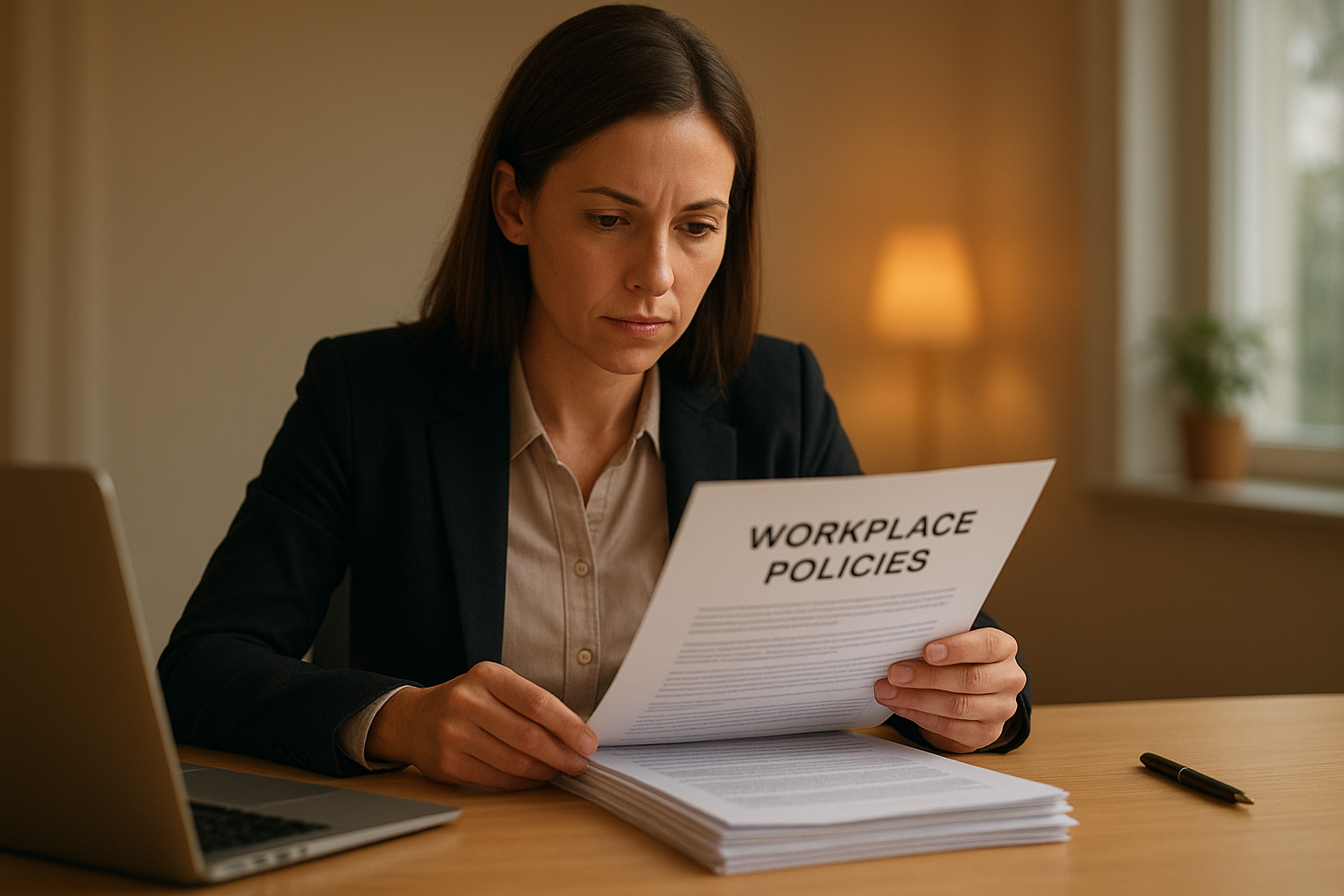 hr_admin_services_0019_Layer 3 woman viewing hr compliance checklist with team in background