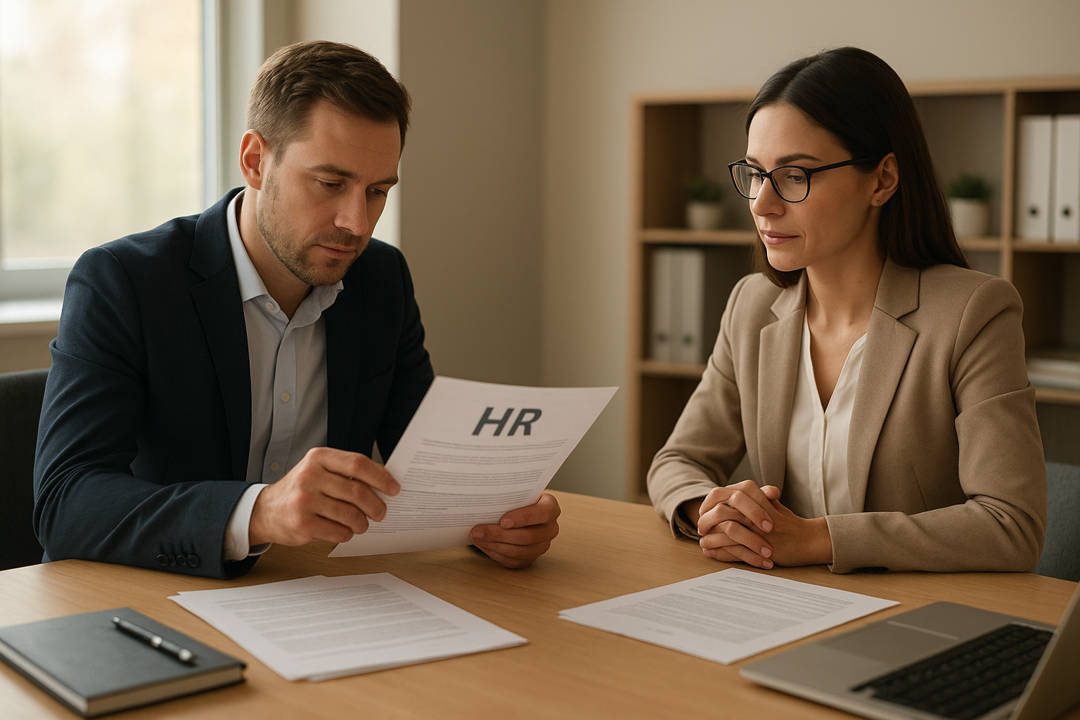 hr_admin_services_0019_Layer 3 woman viewing hr compliance checklist with team in background