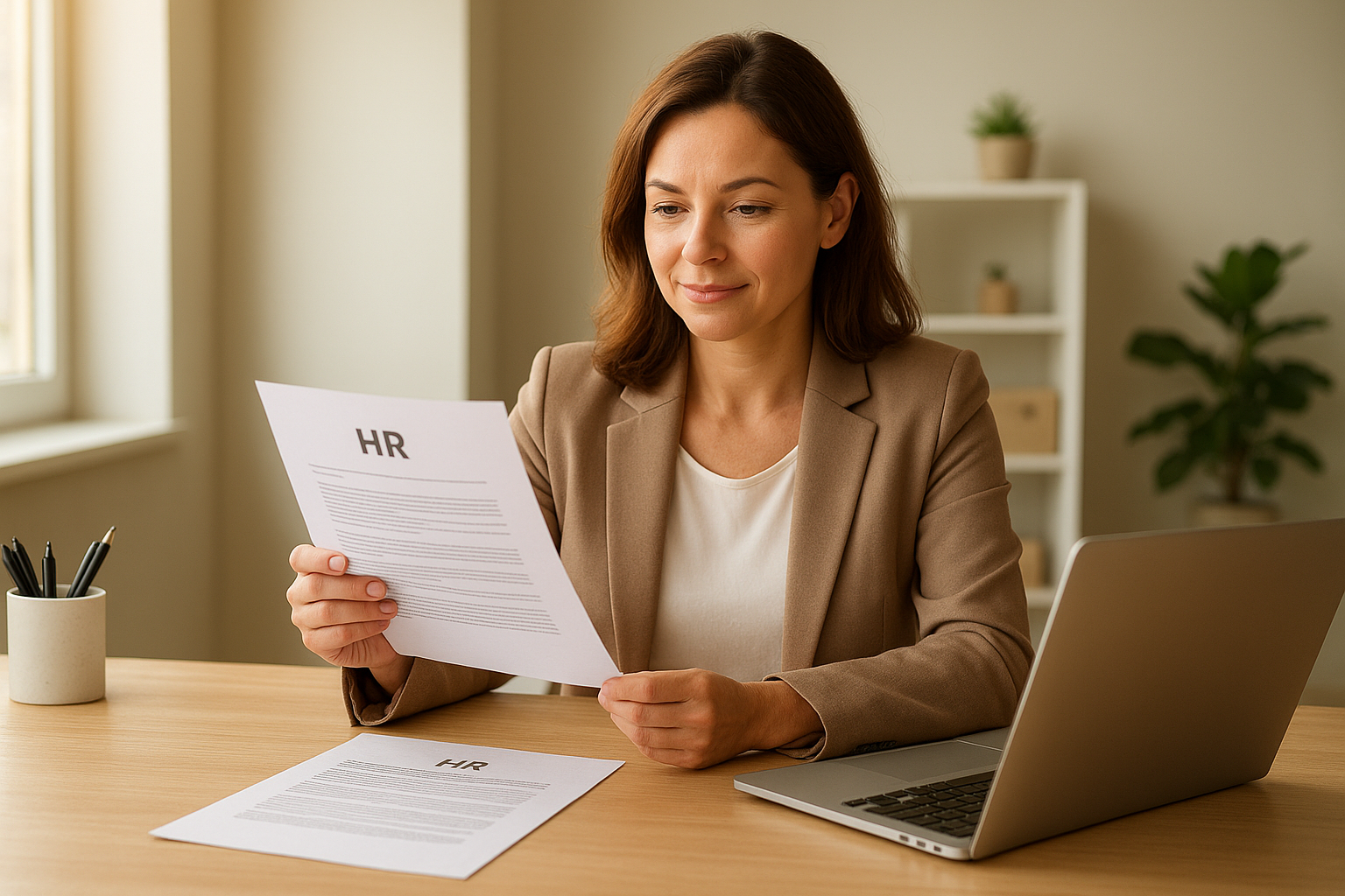 hr_admin_services_0019_Layer 3 woman viewing hr compliance checklist with team in background