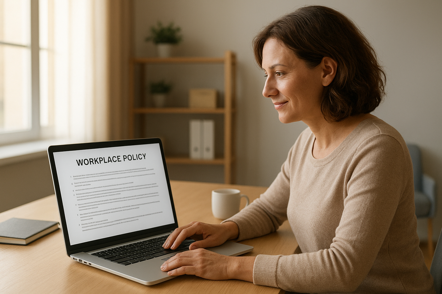 hr_admin_services_0019_Layer 3 woman viewing hr compliance checklist with team in background