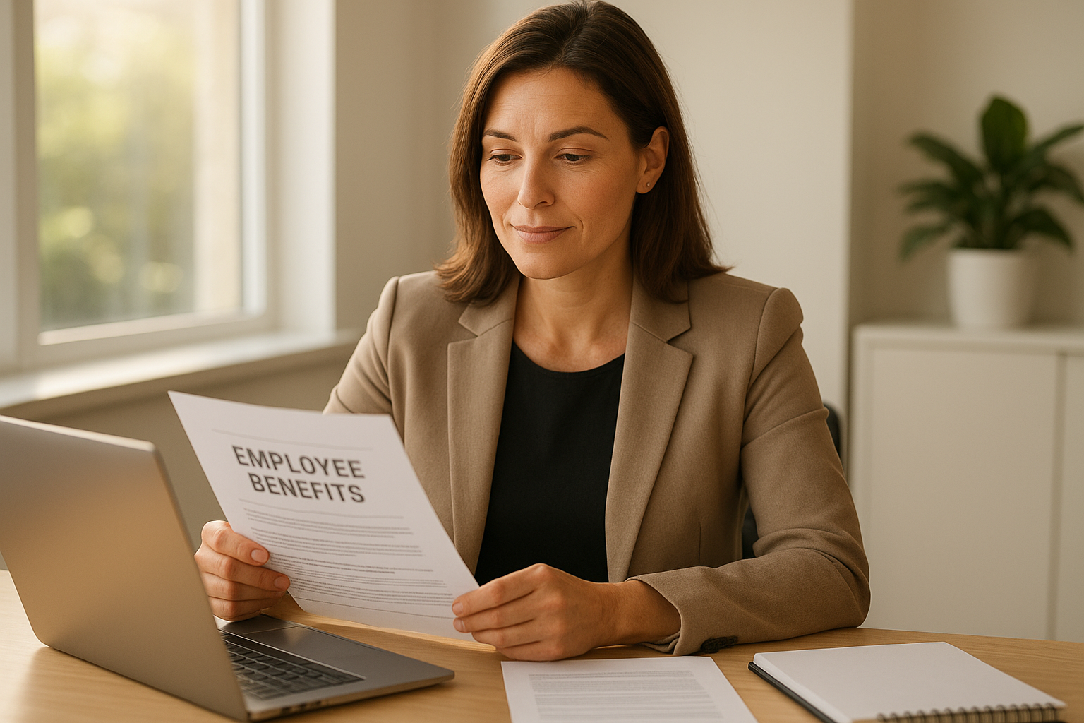 hr_admin_services_0019_Layer 3 woman viewing hr compliance checklist with team in background