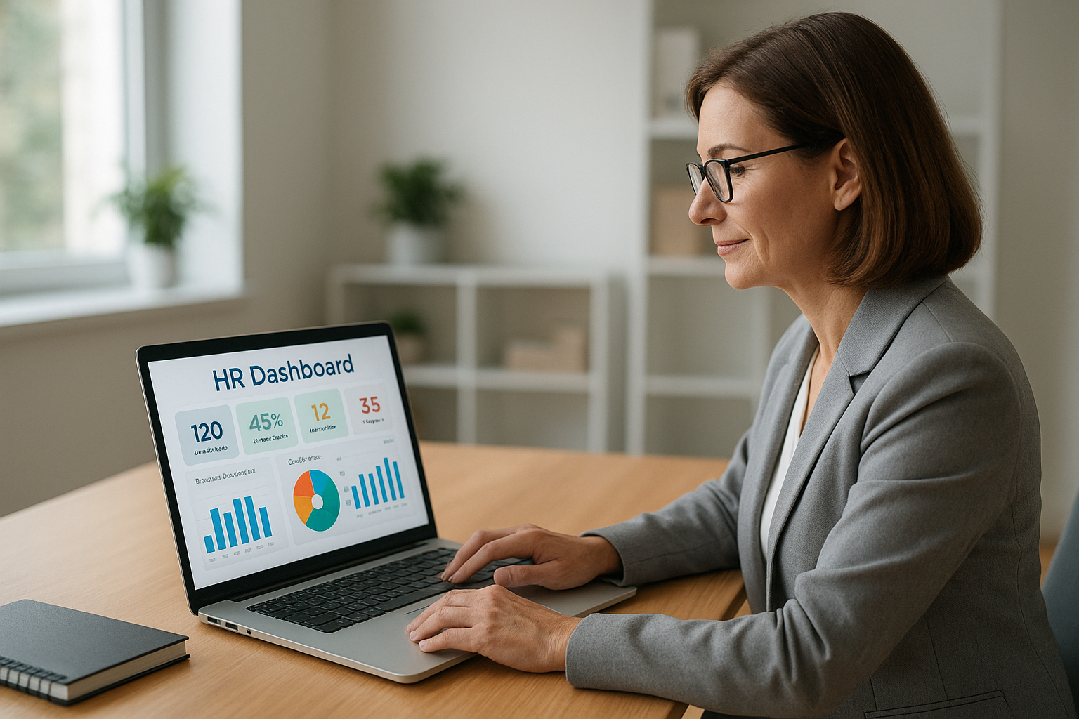 hr_admin_services_0019_Layer 3 woman viewing hr compliance checklist with team in background