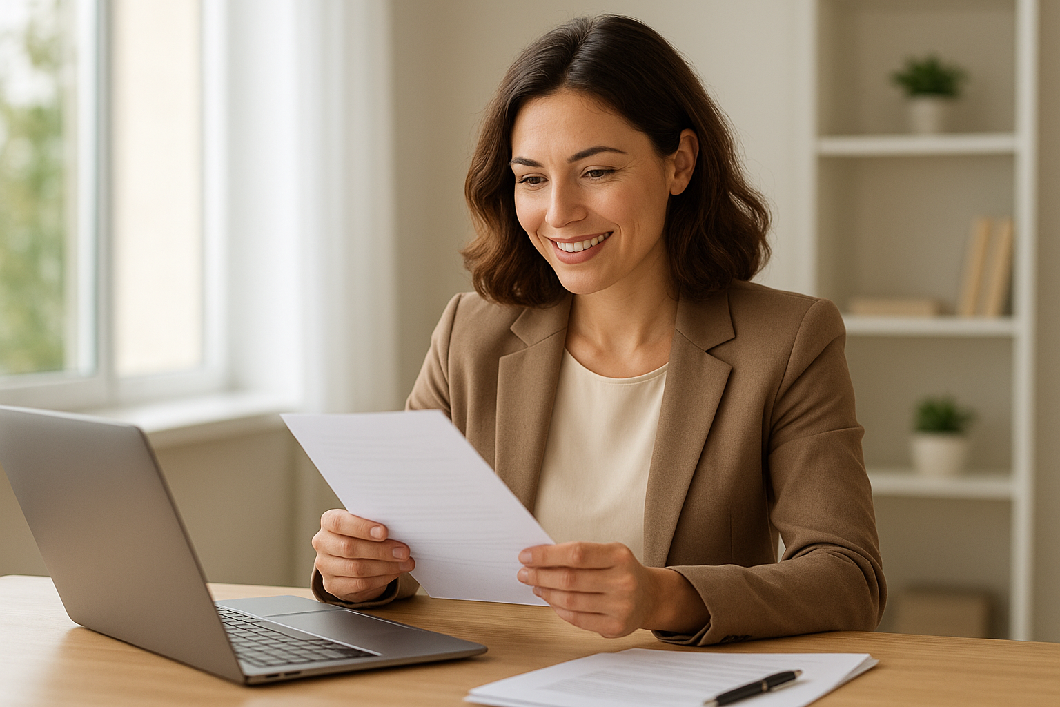 hr_admin_services_0019_Layer 3 woman viewing hr compliance checklist with team in background